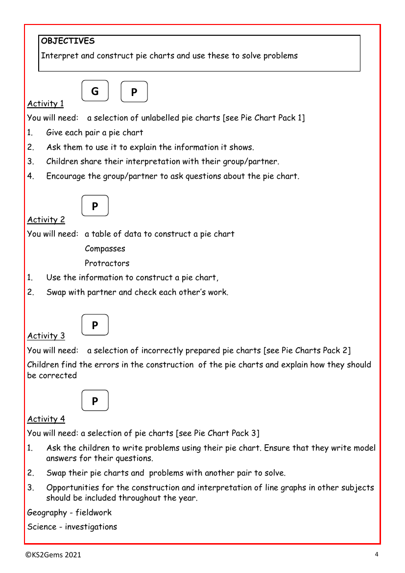 Pie Charts worksheet