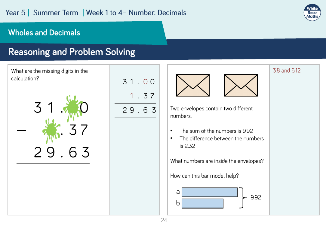 Wholes and Decimals: Reasoning and Problem Solving