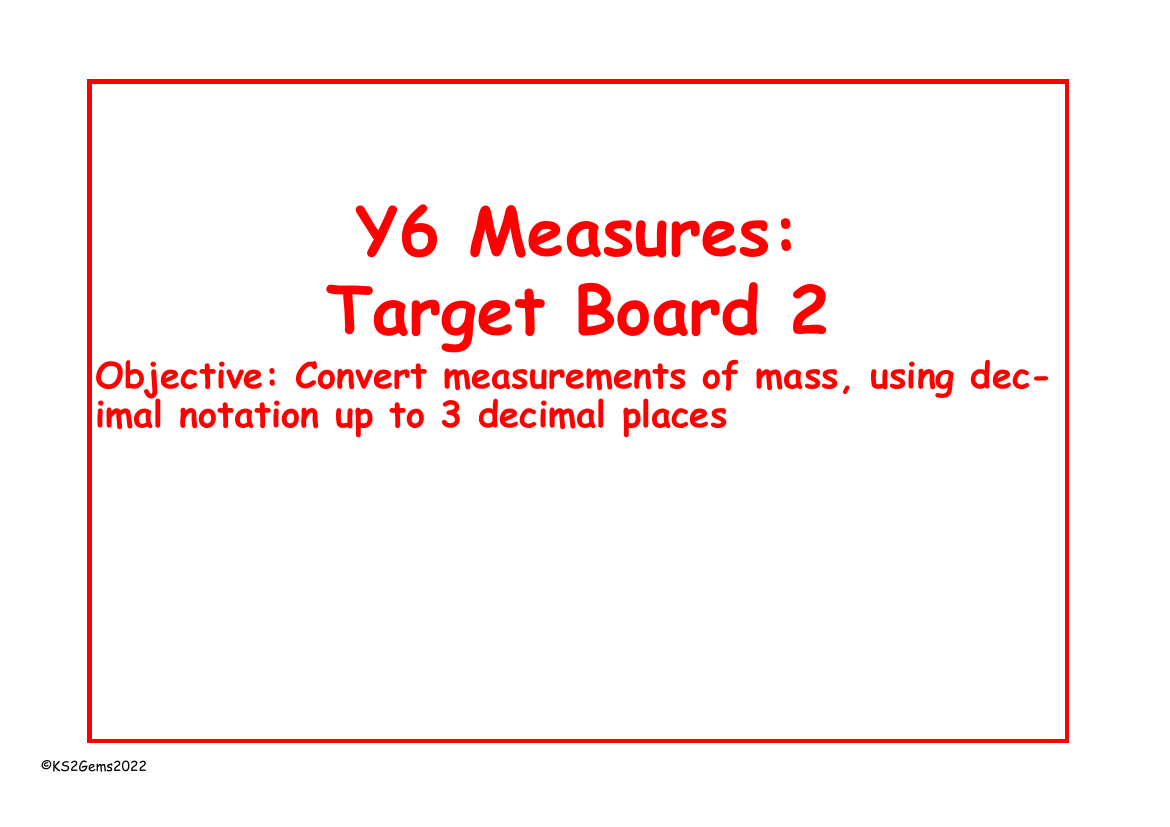 Converting units of mass Target Board