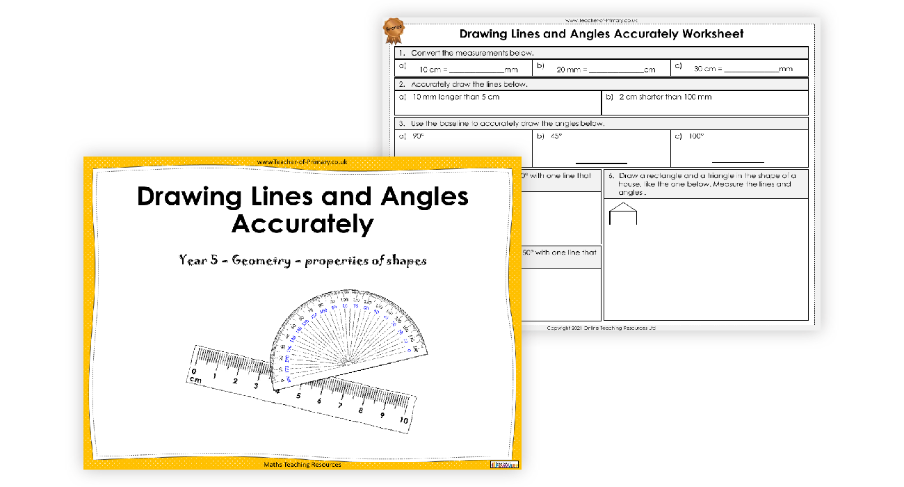 Drawing Lines and Angles Accurately Worksheet Maths Year 5