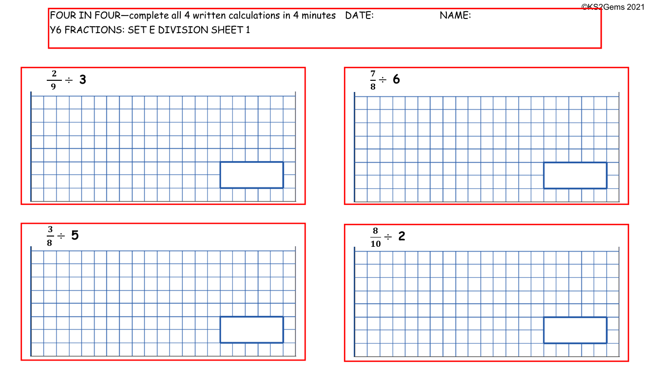 Four in Four - Fractions Set E Division