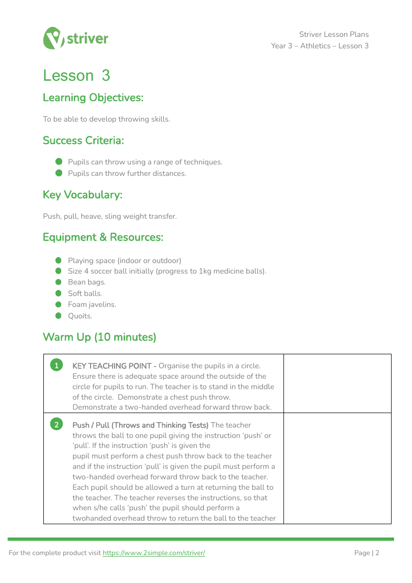 Athletics - Lesson 3