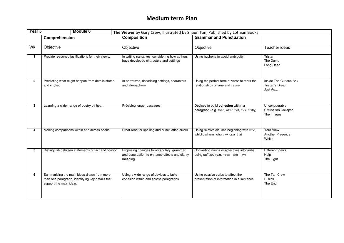 Inspired by: The Viewer - Medium Term Plan