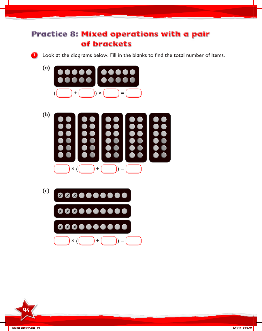 Max Maths, Year 5, Work Book, Mixed operations with a pair of brackets