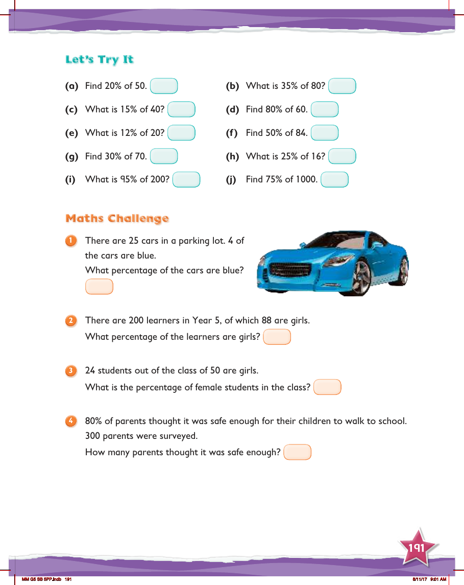 Max Maths, Year 5, Try it, Finding percentages of simple quantities