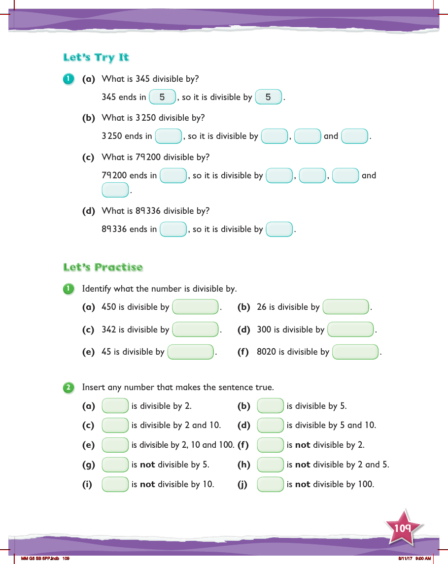 Max Maths, Year 5, Try it, Divisibility facts