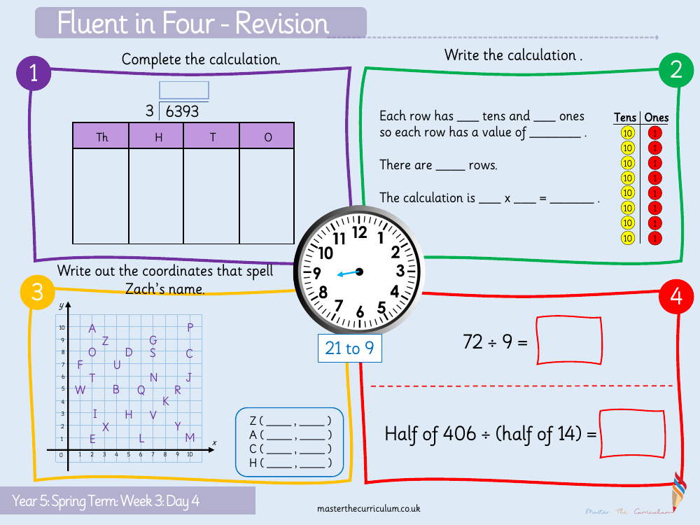 Multiplication and Division (2) - Division with remainders
 - Starter