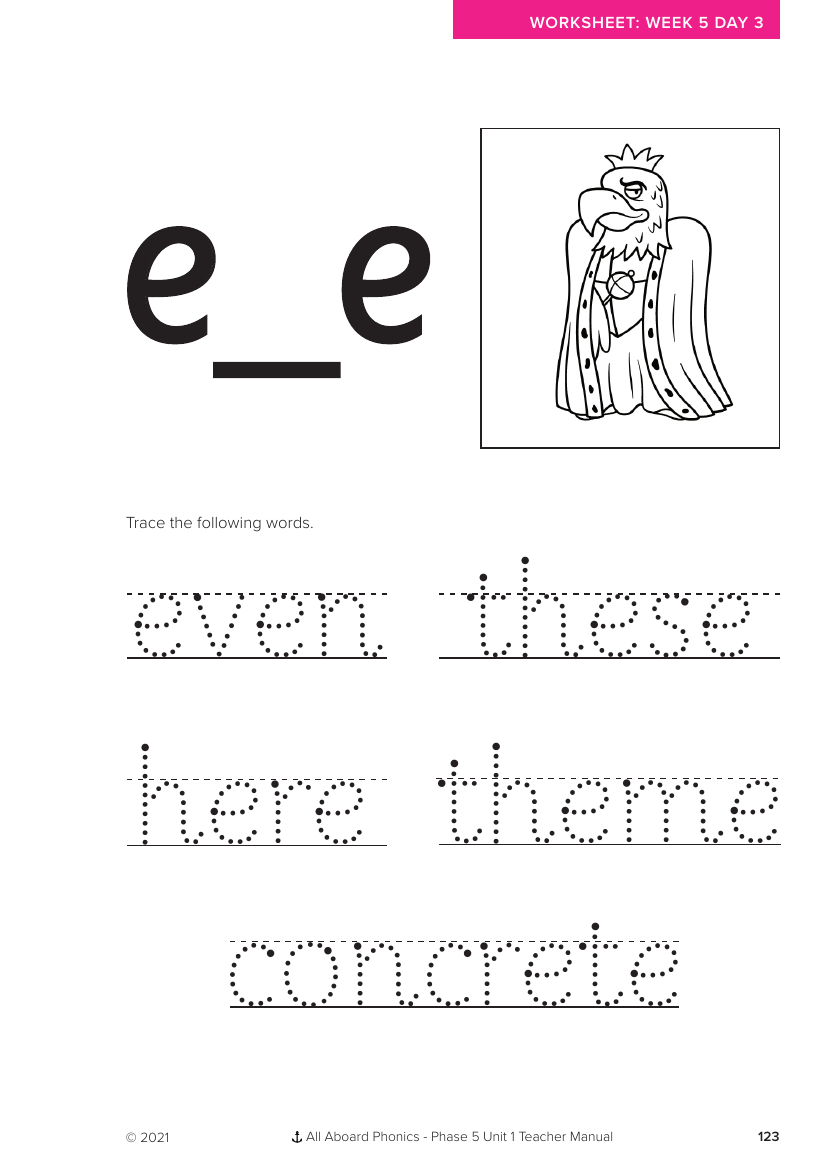 Week 5, lesson 3 Letter formation activity - Phonics Phase 5, unit 1 - Worksheet