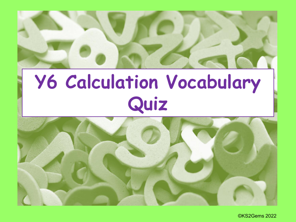 Vocabulary Quiz - Calculations