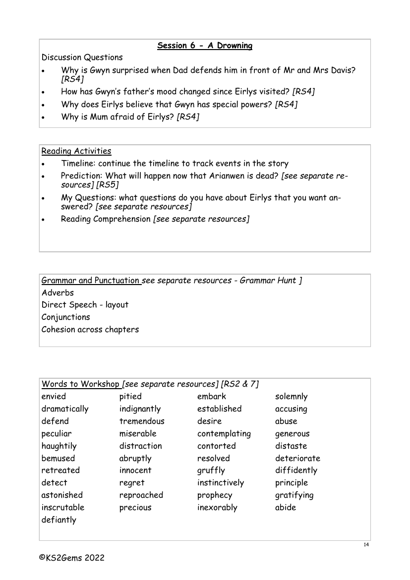 The Snow Spider - Session 6 - Worksheet