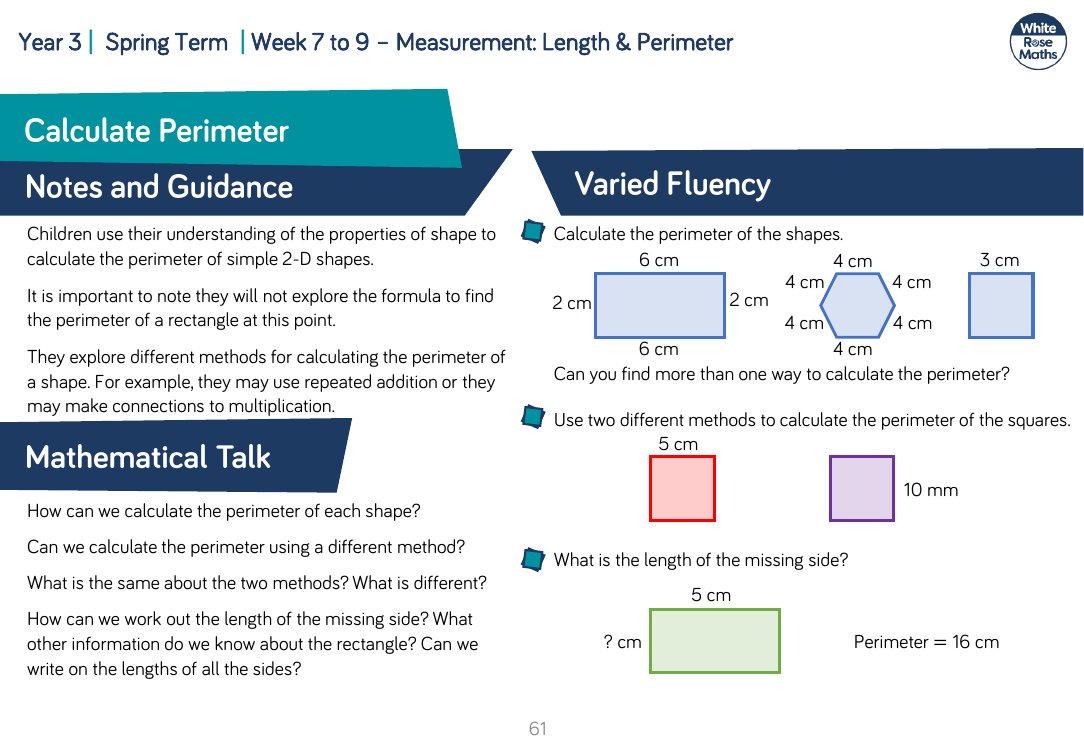 Calculate perimeter: Varied Fluency