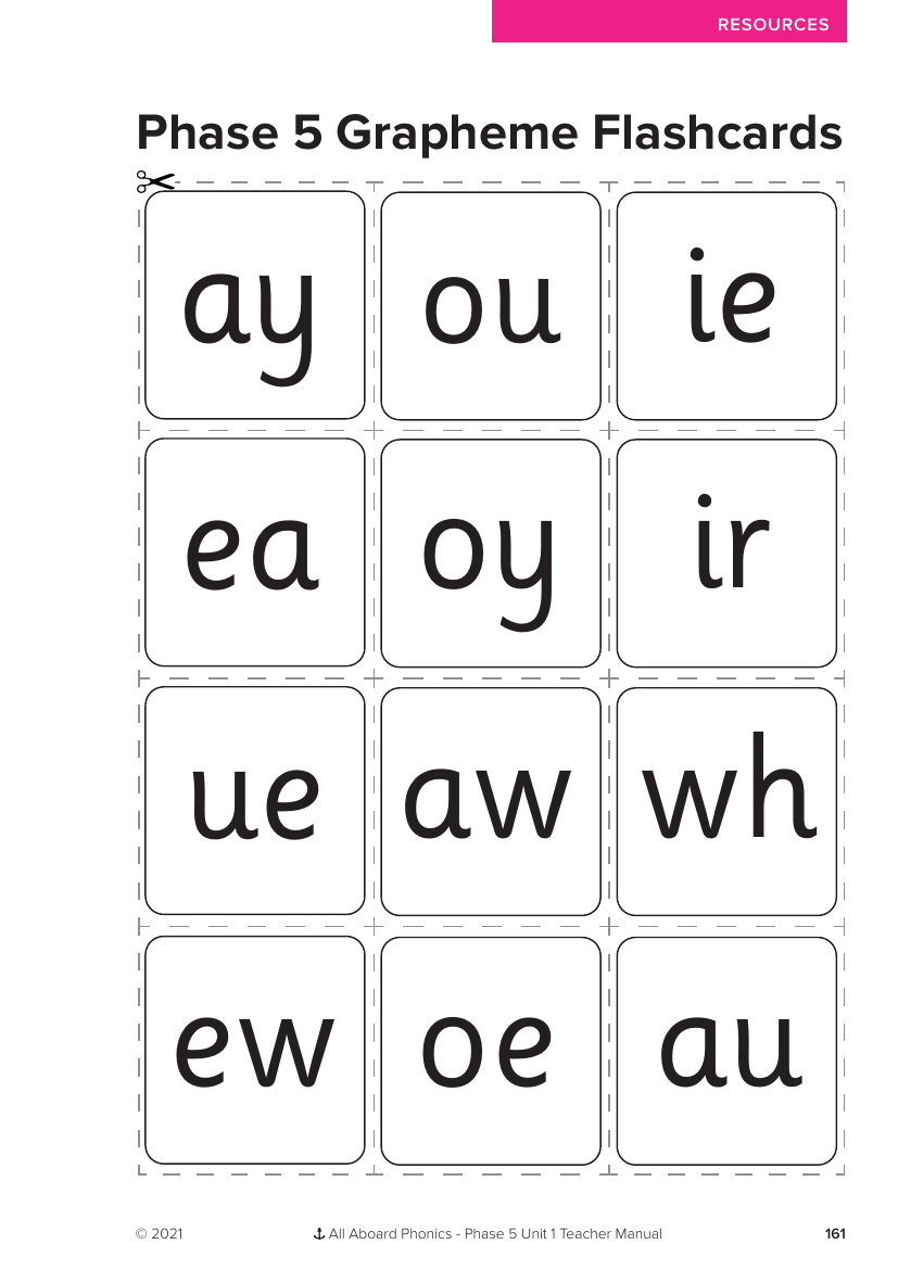 Phase 5 Grapheme Flashcards  - Phonics Phase 5, unit 1 - Resource