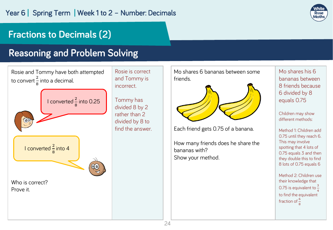 Fractions to Decimals (2): Reasoning and Problem Solving