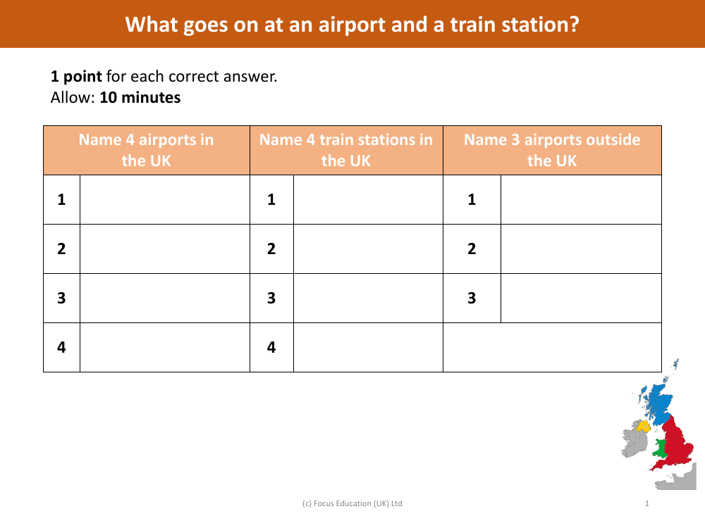 Mini quiz - Airports and Train Stations