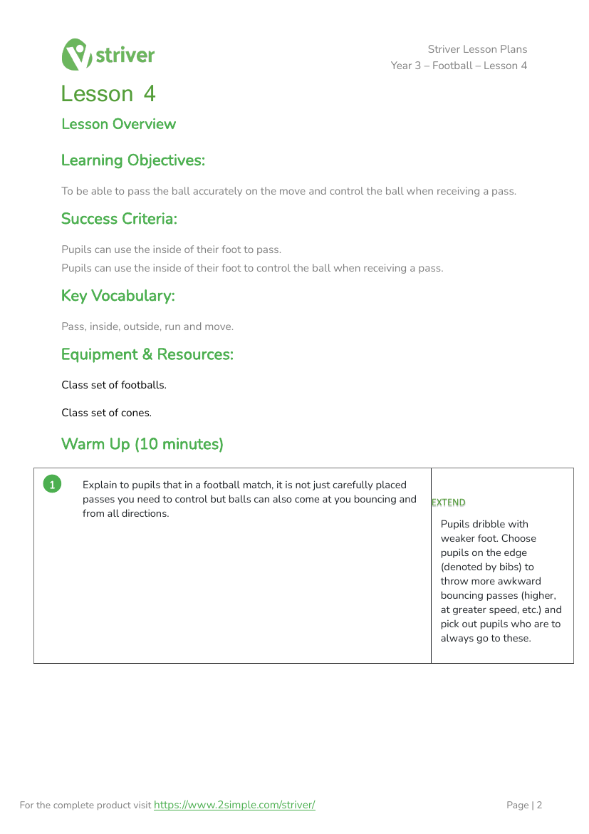 Football - Lesson 4