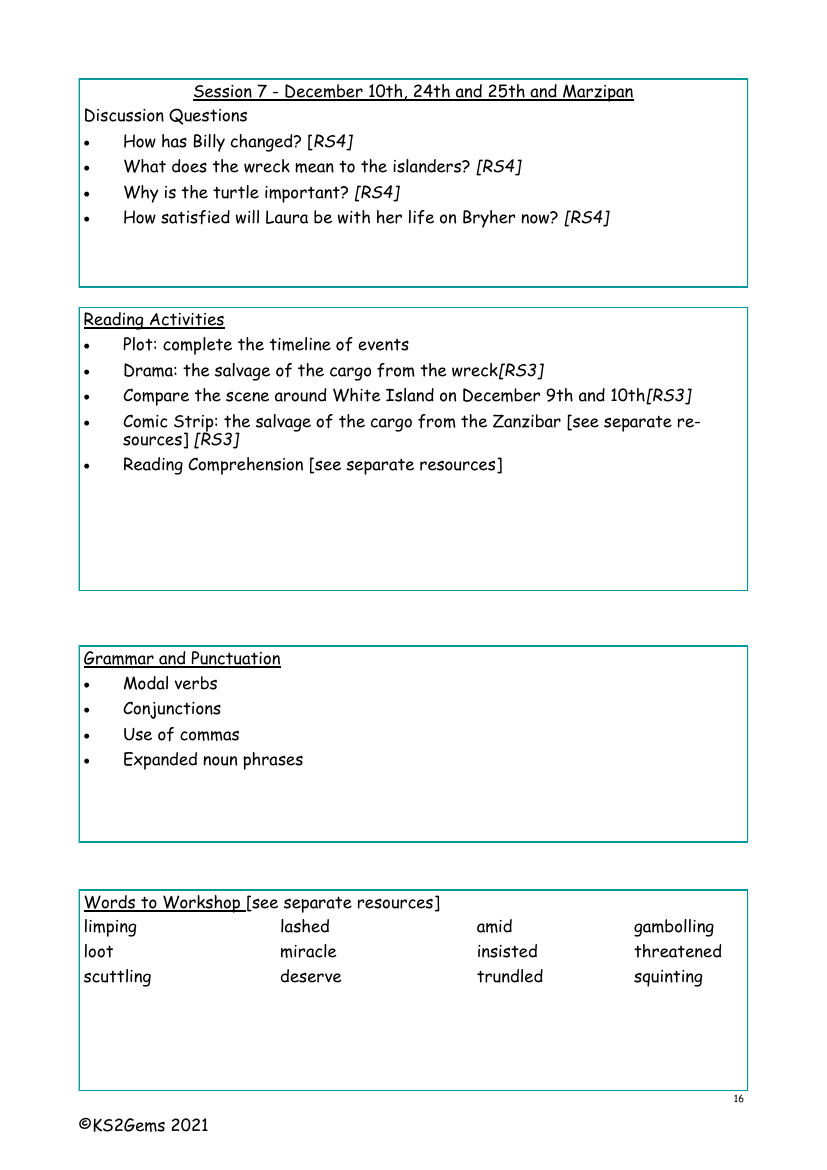 The Wreck of the Zanzibar - Session 7 - Worksheet