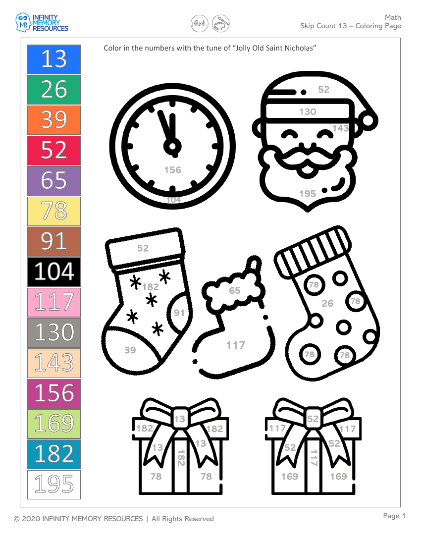 Skip Count(13) - Coloring Page