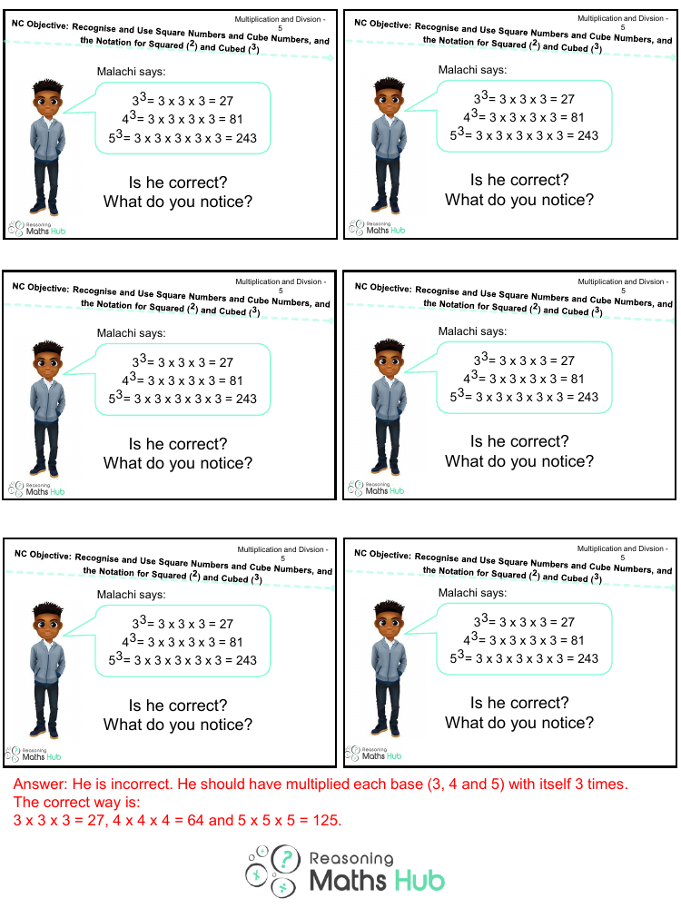 Recognise and use square numbers and cube numbers 3 - Reasoning