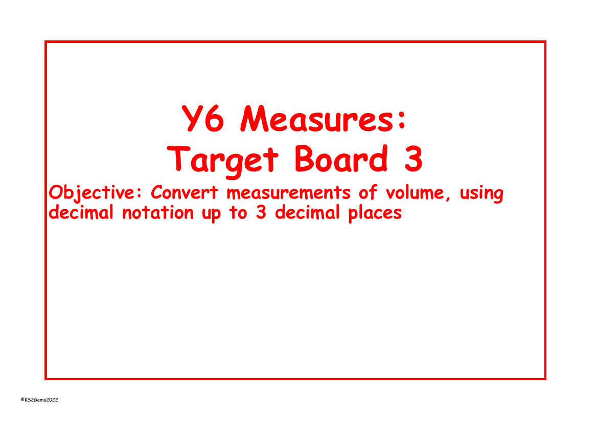 Converting units of volume Target Board