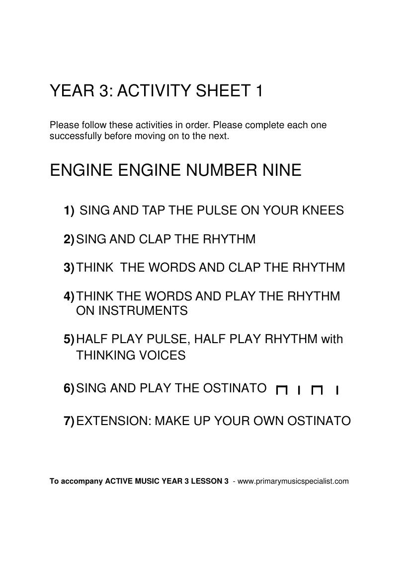 Instrumental - Year 3 Activity Sheet 1