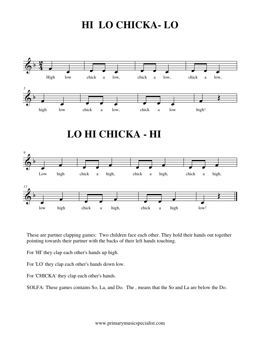 Pitch Activity Book - Hi Lo Chicka Lo