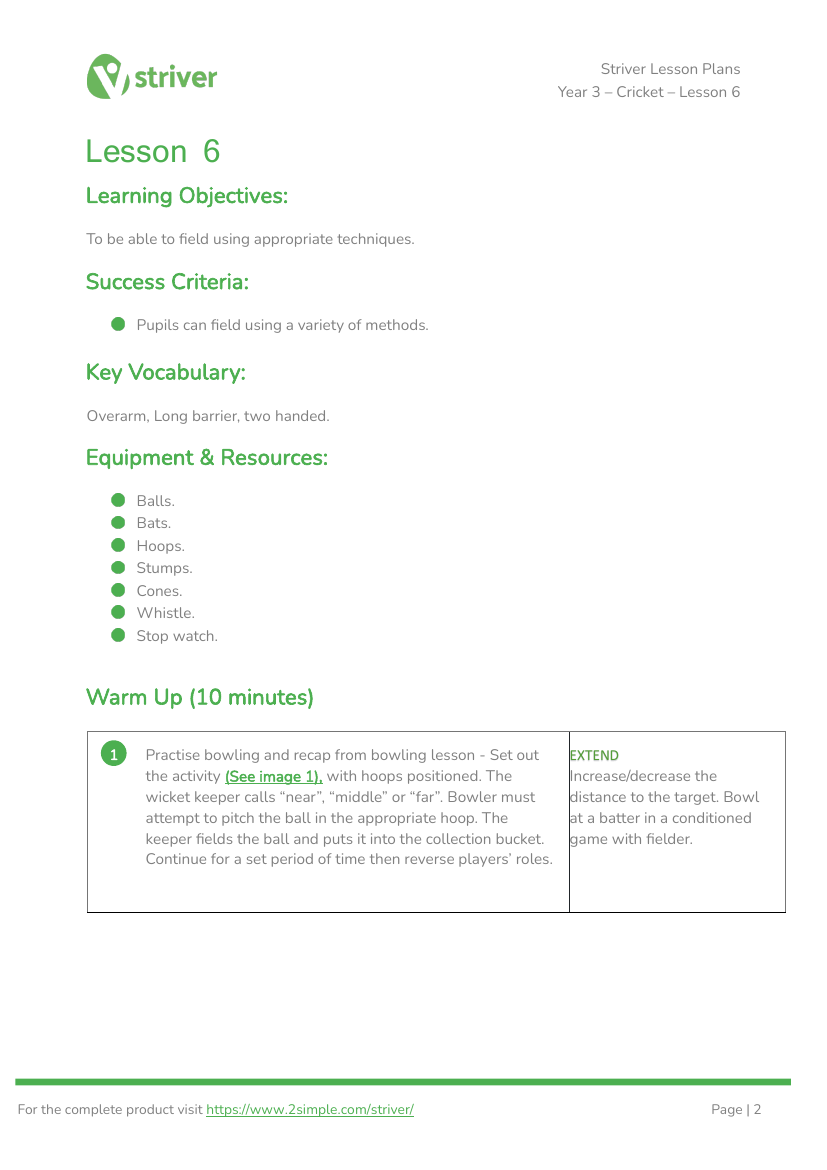 Cricket - Lesson 6