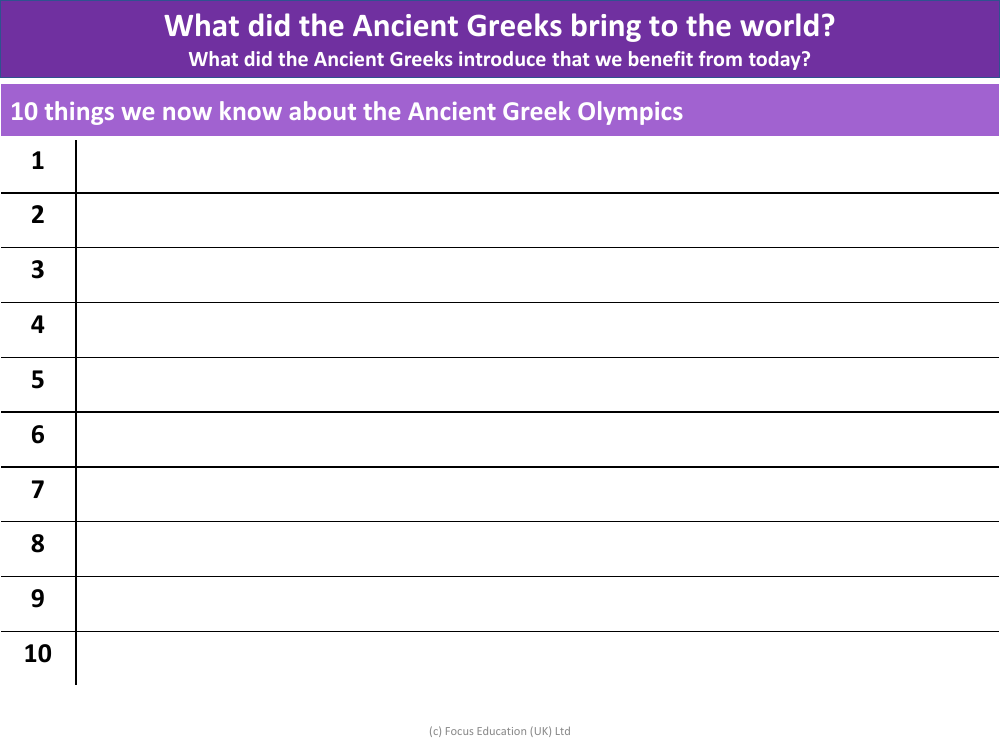 10 things we now know about the Ancient Greek Olympics - Worksheet