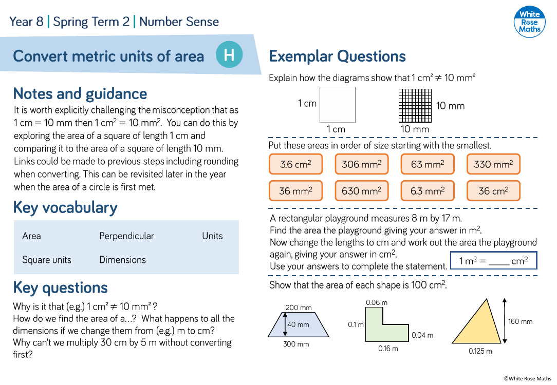 Convert Metric Units Of Area Questions Maths