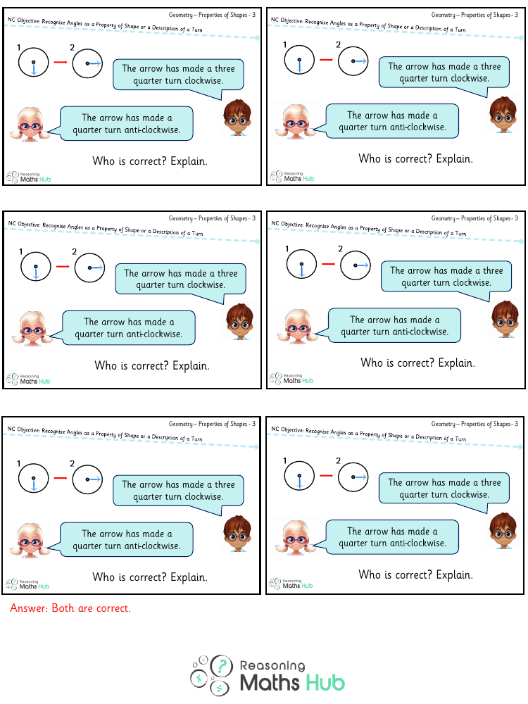 Recognise angles as a property of shape or a description of a turn 2 - Reasoning
