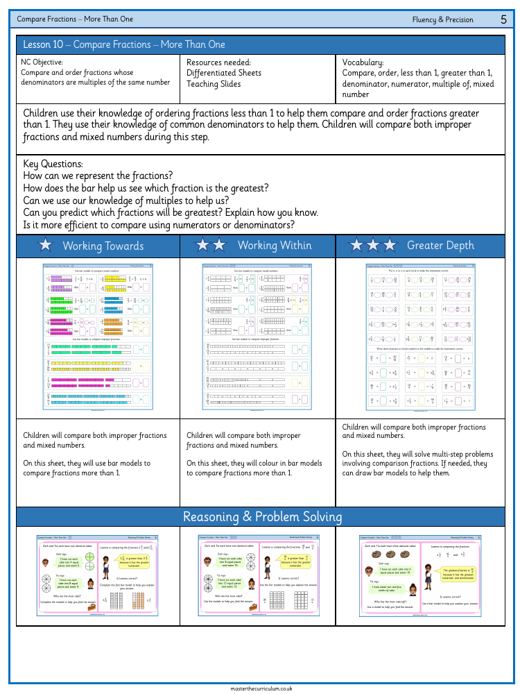 Fractions - Compare Fractions (More Than One) - Worksheet