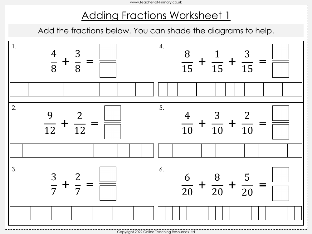 Adding And Subtracting Fractions Worksheet Maths Year 3