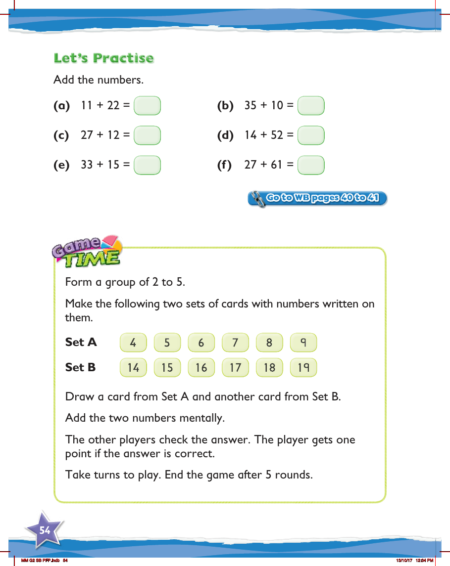 Max Maths, Year 2, Game Time, Addition within 100 without regrouping