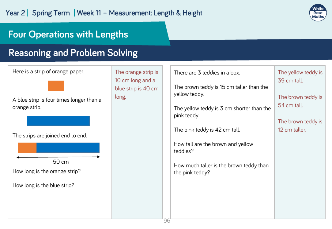 Four operations with lengths: Reasoning and Problem Solving