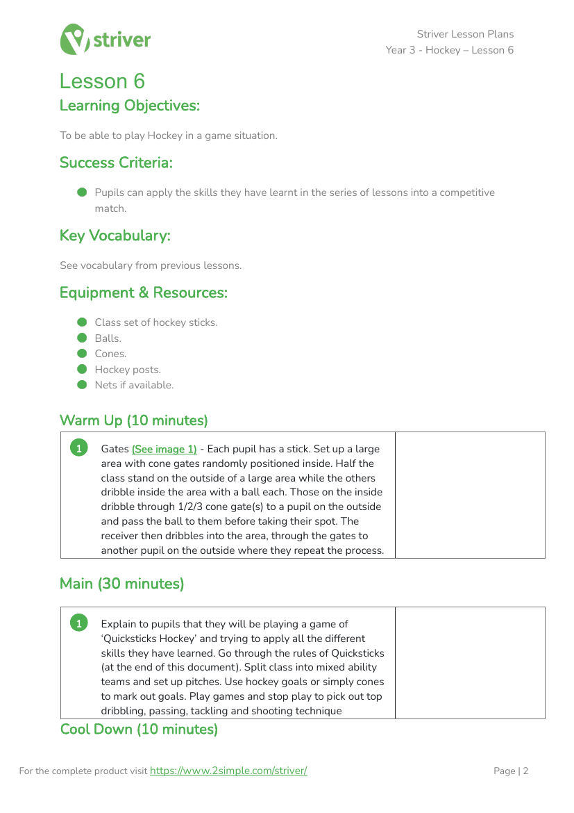Hockey - Lesson 6