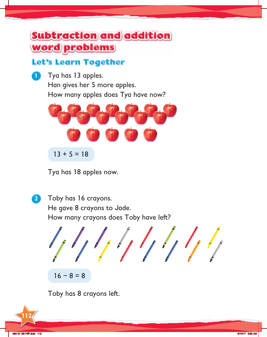 Max Maths, Year 1, Learn together, Subtraction and addition word problems