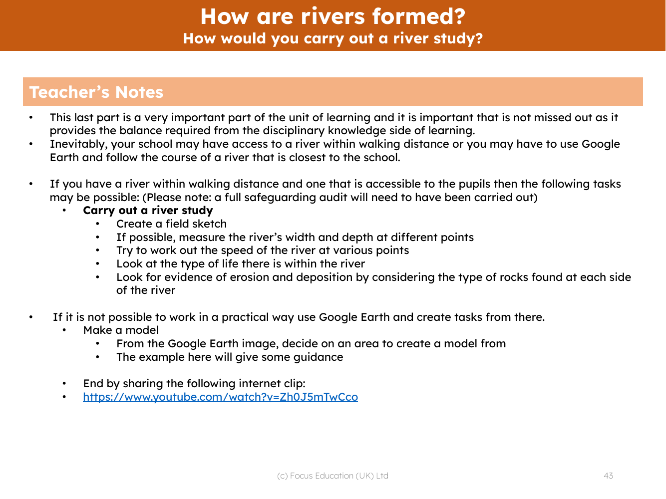How would you carry out a river study? - Teacher notes