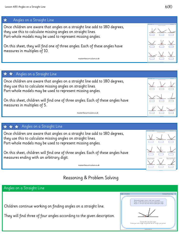 Properties of Shape - Angles on a Striaght - Worksheet