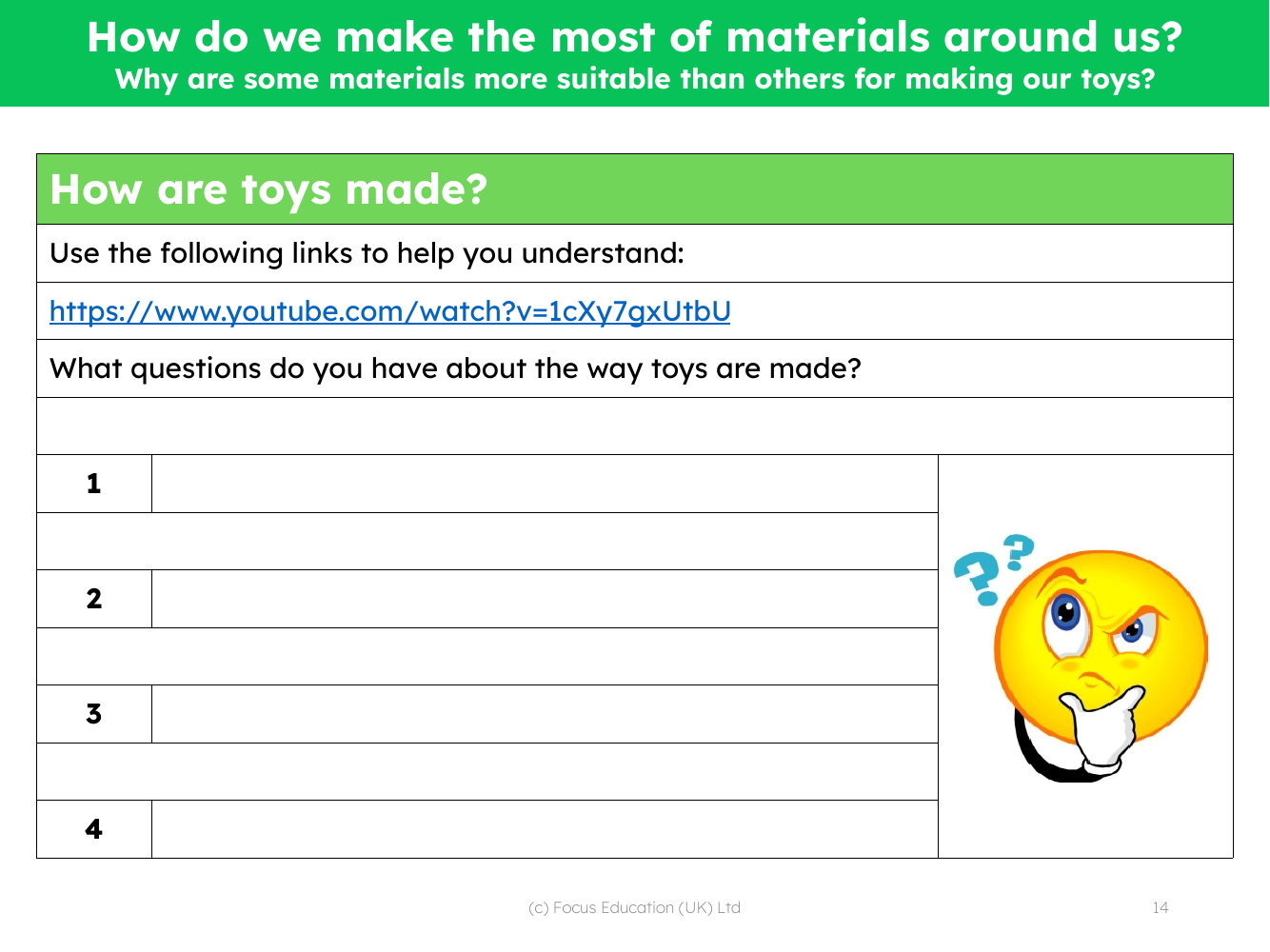 Your questions about how toys are made - Worksheet