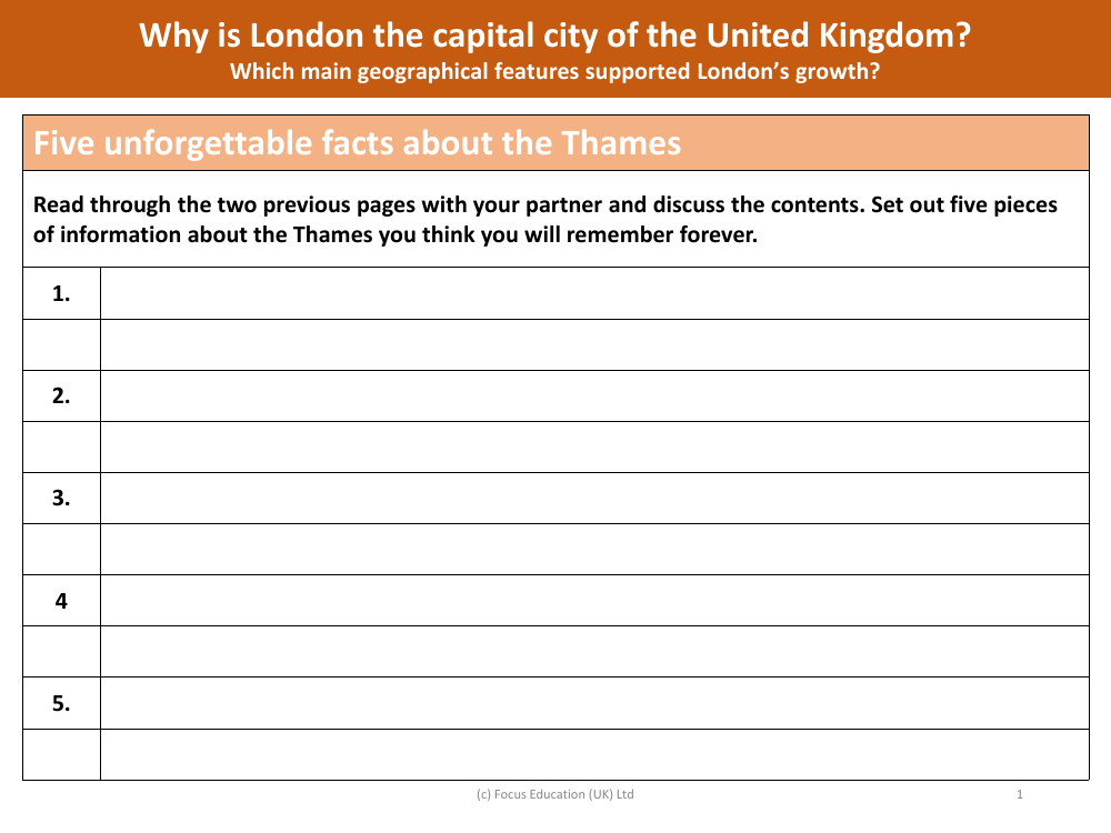 5 unforgettable facts about the Thames - Worksheet