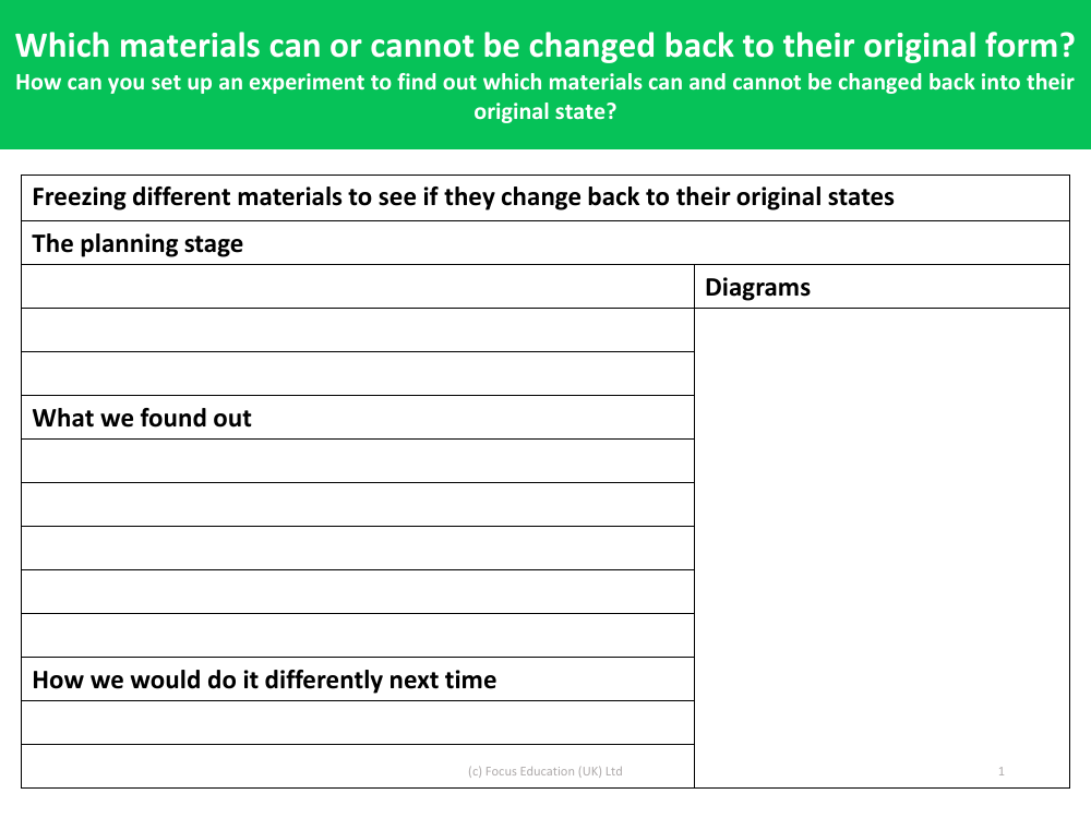 Freezing different materials - Write up