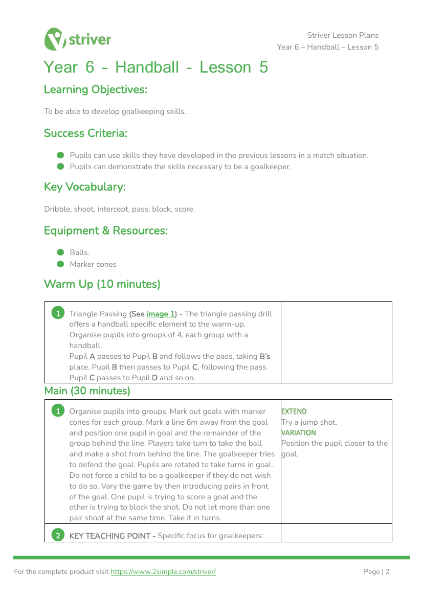 Handball - Lesson 5