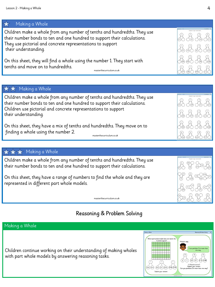 Decimals - Making a Whole - Worksheet