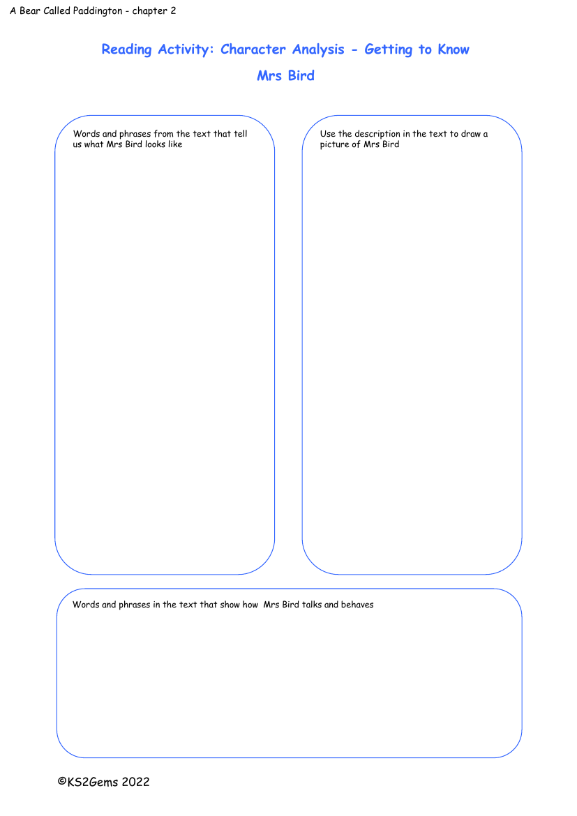 A Bear Called Paddington - Chapter 2 - Character Analysis Mrs Bird