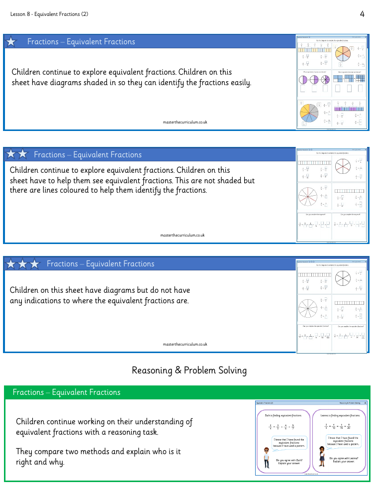 Fractions - Equivalent Fractions (4) - Worksheet