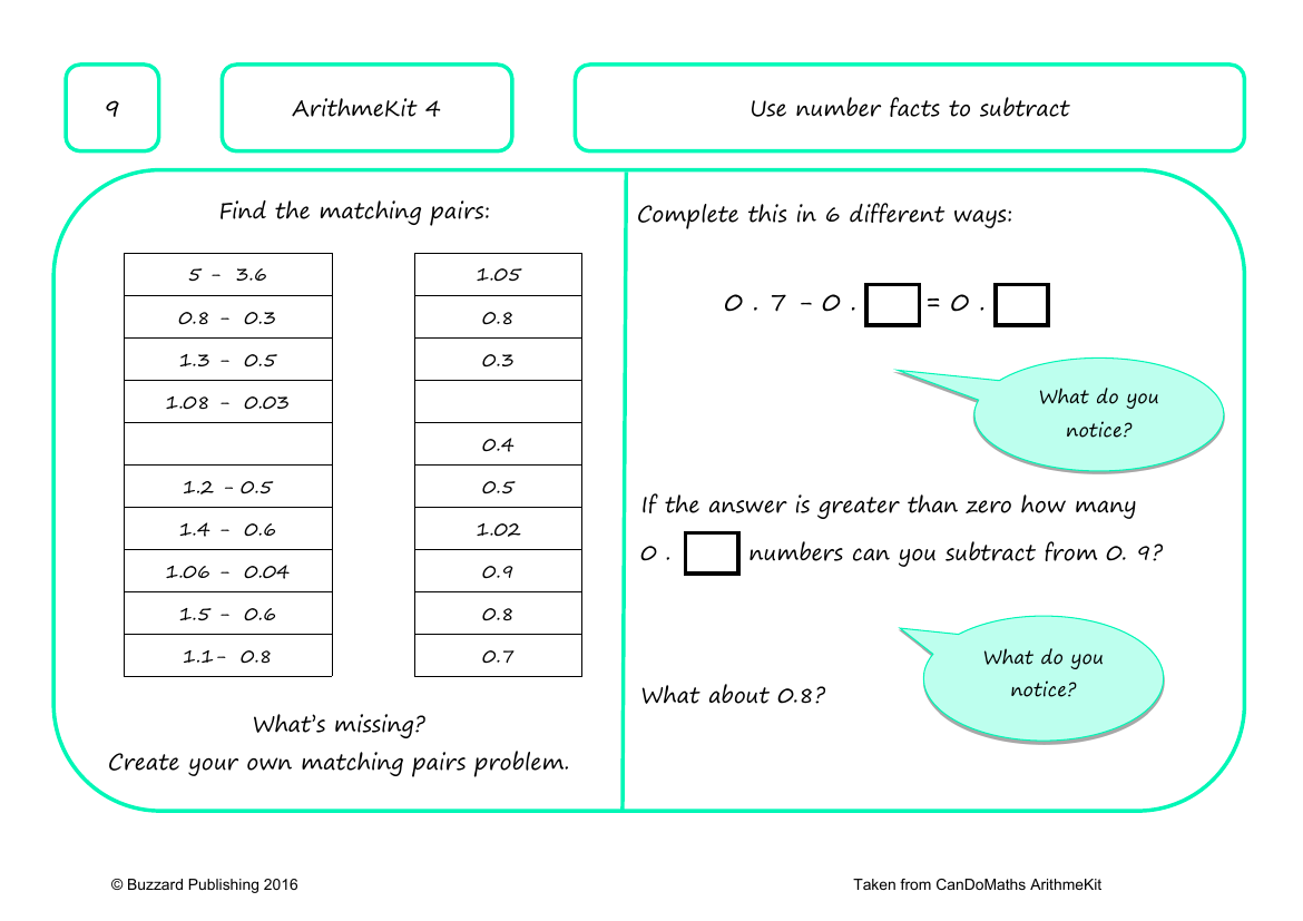 Use number facts to subtract