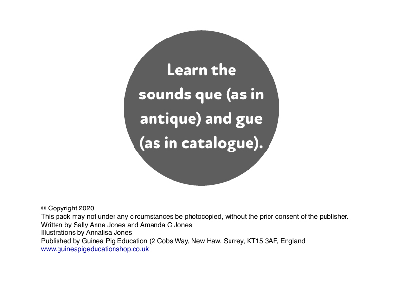 The Antique Shop: Learn The Phonic Sounds 'que' and 'gue' - Activity Pack