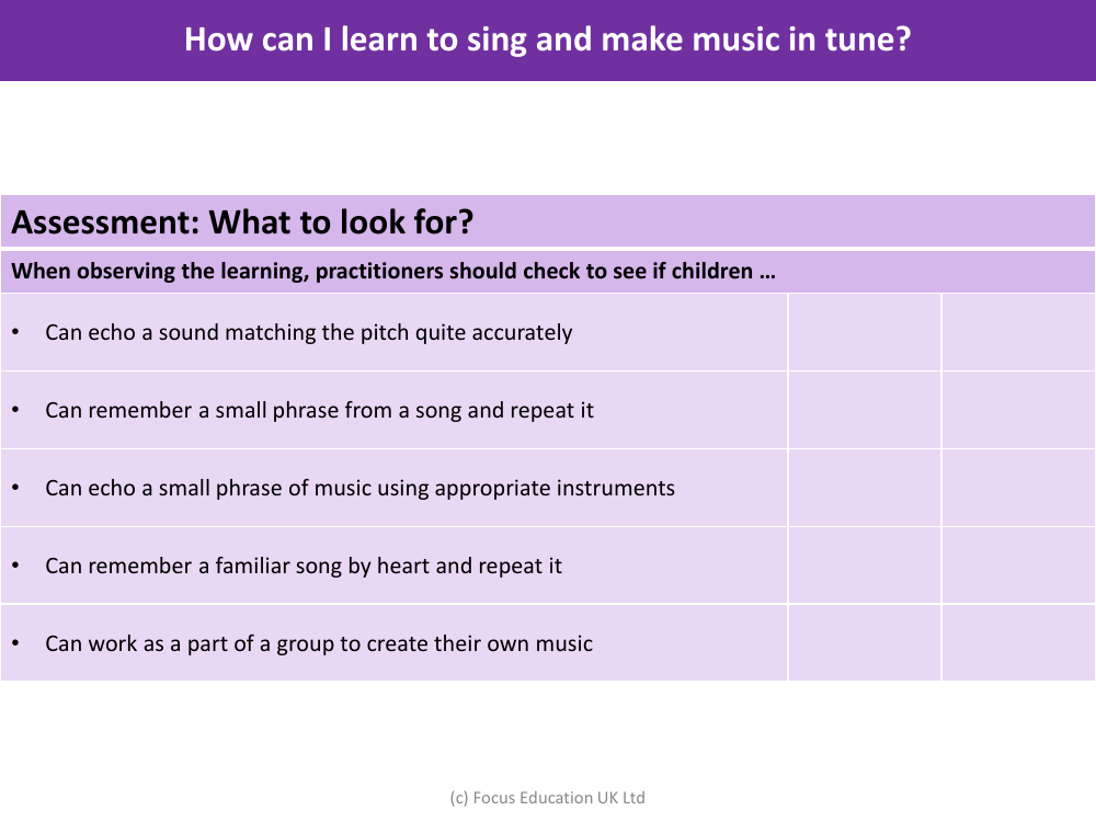 Assessment - Music 2 - EYFS