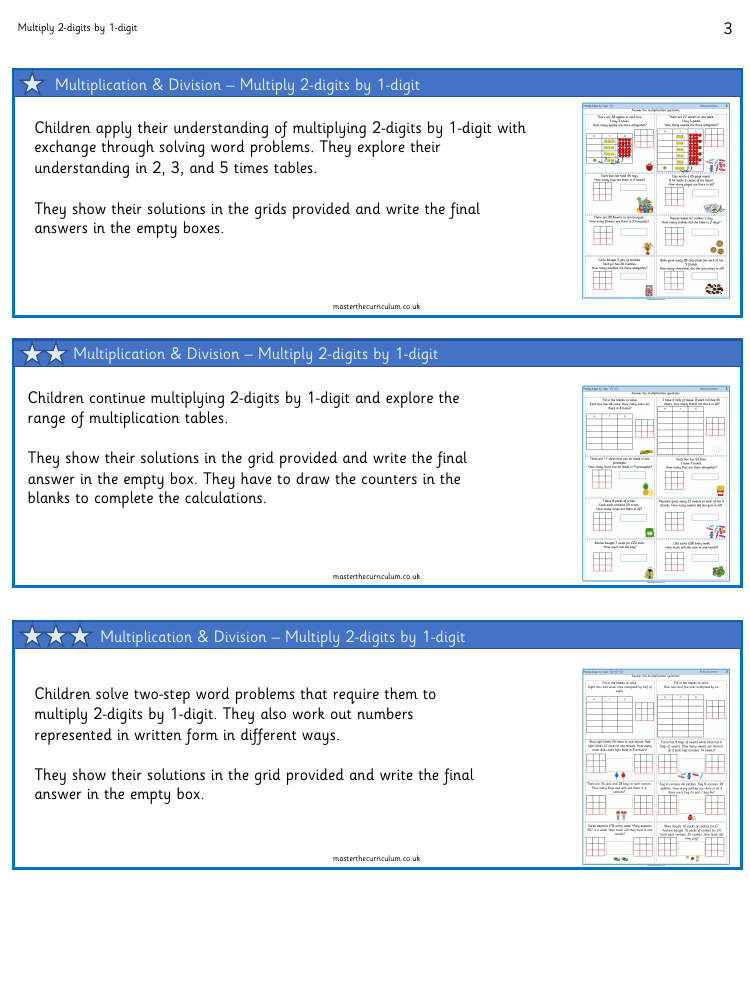 Multiplication and division - Multiply two digits by one digit - Worksheet