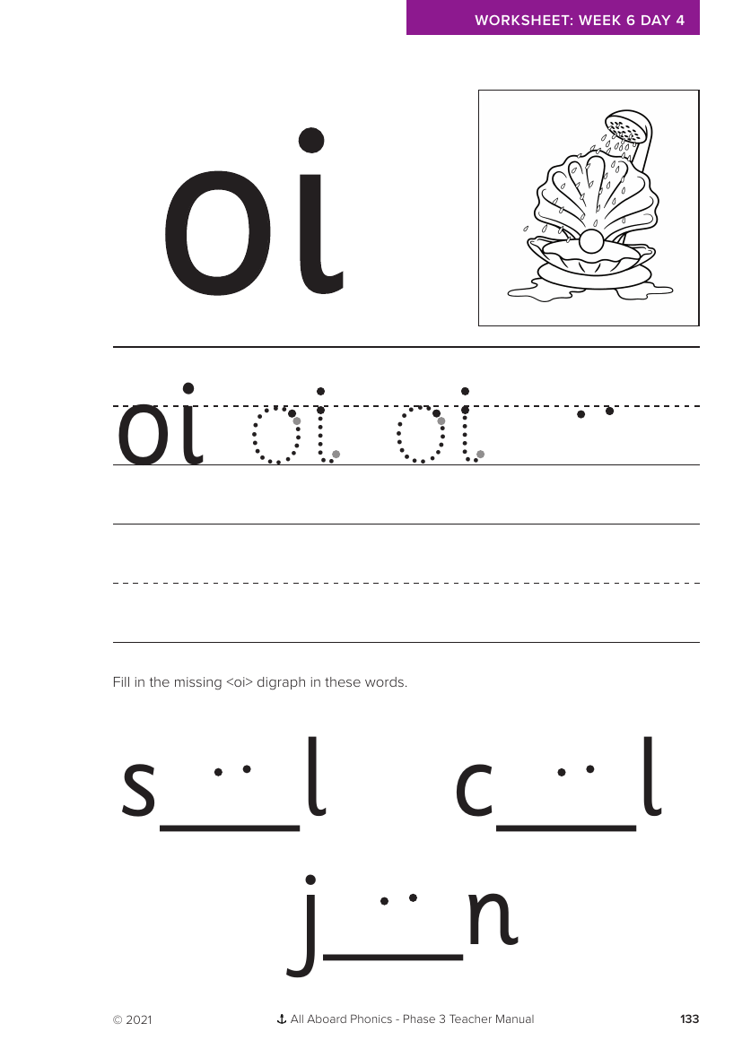 Week 6, lesson 4 Letter formation - "oi" Phonics Phase 3  - Worksheet