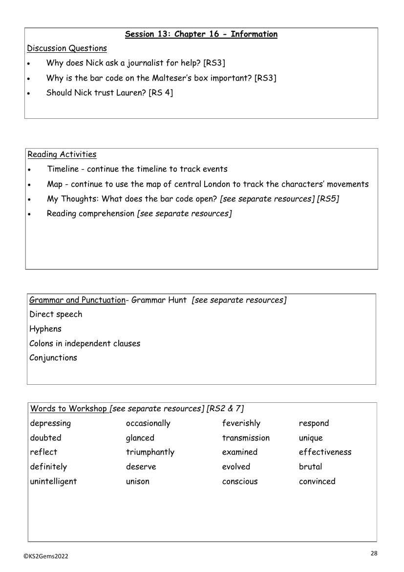 The Falcon's Malteser - Session 13 - Chapter 16 - Worksheet